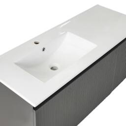 Wyld and Coco Wall-Mounted Vanity Unit with Ceramic Basin 120cm Black Fluted Front - thumbnail 7