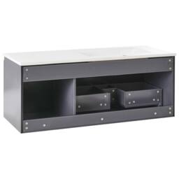 Wyld and Coco Wall-Mounted Vanity Unit with Ceramic Basin 120cm Black Fluted Front - thumbnail 6