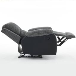 FURNITURE ONE Manual Reclining Chair, Upholstery Recliner Armchair in Grey - Size: 1 Pack - thumbnail 3