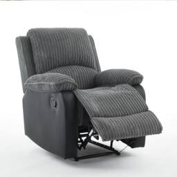 FURNITURE ONE Manual Reclining Chair, Upholstery Recliner Armchair in Grey - Size: 1 Pack - thumbnail 2