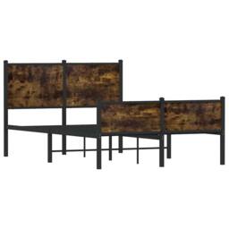 Berkfield Home Metal Bed Frame without Mattress Smoked Oak 120x200 cm in Brown - Size: Small Double - thumbnail 3