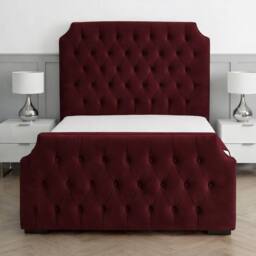 Living Comfort Bedz Westminster Plush Upholstered Bed Slatted Base with 48Inch Headboard in Maroon - Size: Small Double - thumbnail 2