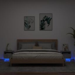 Berkfield Home Bedside Cabinets with LED Lights 2 pcs Concrete Grey 40x39x37 cm - Size: 40 x 39 x 37 cm - thumbnail 1