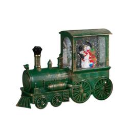 Samuel Alexander Battery Operated Frosty All Aboard Snow Swirling Christmas Lantern in Green - thumbnail 8