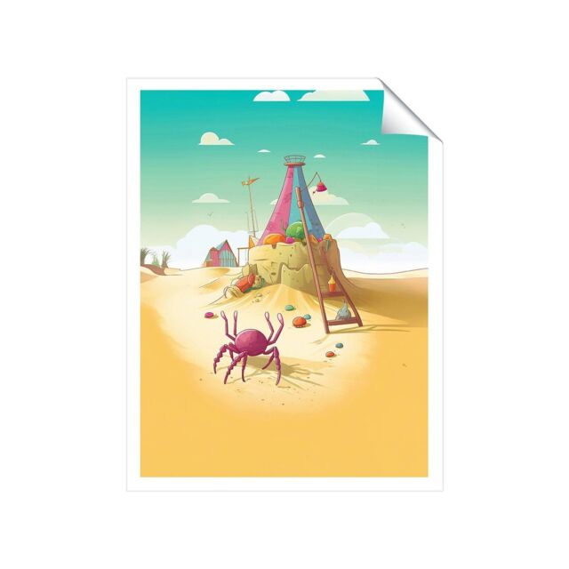 "Warren Reed - Designer Crab On A Beach Holiday Unframed Art Print - Size: W24"" x H36""" - image 1