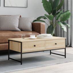 Berkfield Home Coffee Table Sonoma Oak 101x49x39.5 cm Engineered Wood in Brown - thumbnail 3