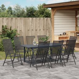 Berkfield Home 9 Piece Garden Dining Set Anthracite Steel - thumbnail 4