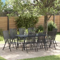 Berkfield Home 9 Piece Garden Dining Set Anthracite Steel - thumbnail 1