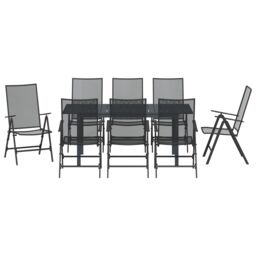 Berkfield Home 9 Piece Garden Dining Set Anthracite Steel - thumbnail 7