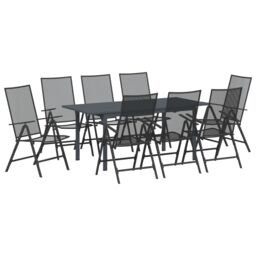 Berkfield Home 9 Piece Garden Dining Set Anthracite Steel - thumbnail 2