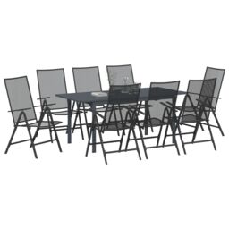 Berkfield Home 9 Piece Garden Dining Set Anthracite Steel - thumbnail 3