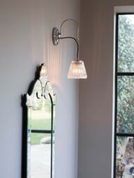 Loops IP44 Wall Light Rope Effect Cable Ribbed Glass Shade Brushed Brass LED G9 3.5W in Clear - thumbnail 2