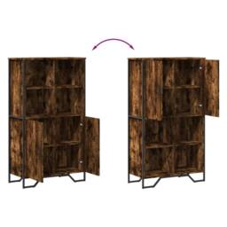 Berkfield Home Highboard Smoked Oak 79.5x35.5x137.5 cm Engineered wood in Brown - thumbnail 9