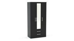 Birlea Black Wooden 4 Piece Furniture Set Wardrobe Chest of Drawers Bedsides Lynx - thumbnail 8