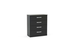 Birlea Black Wooden 4 Piece Furniture Set Wardrobe Chest of Drawers Bedsides Lynx - thumbnail 7