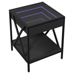 Berkfield Home Bedside Table with Infinity LED Black 40x40x49 cm - Size: 40 x 40 x 49 cm - thumbnail 3