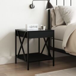 Berkfield Home Bedside Table with Infinity LED Black 40x40x49 cm - Size: 40 x 40 x 49 cm - thumbnail 4