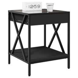 Berkfield Home Bedside Table with Infinity LED Black 40x40x49 cm - Size: 40 x 40 x 49 cm - thumbnail 5