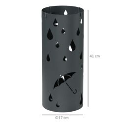 HOMCOM Round Umbrella Stand Umbrella Holder for Hallway with 4 Hooks in Dark Grey - thumbnail 3