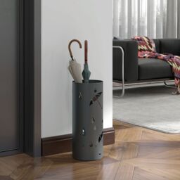 HOMCOM Round Umbrella Stand Umbrella Holder for Hallway with 4 Hooks in Dark Grey - thumbnail 7