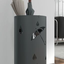 HOMCOM Round Umbrella Stand Umbrella Holder for Hallway with 4 Hooks in Dark Grey - thumbnail 8