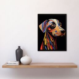 Artery8 Wall Art Print Tribal Patterned Dog Colourful Pet Portrait Painting Framed - Size: A4 - thumbnail 4