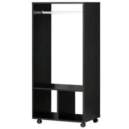 Pirlo Plush Open Wardrobe Clothes Rail With Storage Shelves on Wheels Black - thumbnail 6