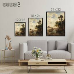 "Artery8 Thomas Moran Fort George Island Florida Framed Canvas Wall Art Print - Size: W24"" x H32""" - thumbnail 4