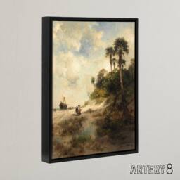 "Artery8 Thomas Moran Fort George Island Florida Framed Canvas Wall Art Print - Size: W24"" x H32""" - thumbnail 2