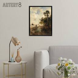 "Artery8 Thomas Moran Fort George Island Florida Framed Canvas Wall Art Print - Size: W24"" x H32""" - thumbnail 3