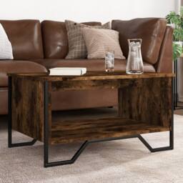 Berkfield Home Coffee Table Smoked Oak 75x51x40 cm Engineered Wood in Brown - Size: 75 x 51 x 40 cm - thumbnail 2