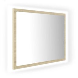 Berkfield Home LED Bathroom Mirror Sonoma Oak 60x8.5x37 cm Acrylic in Brown - thumbnail 2
