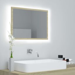 Berkfield Home LED Bathroom Mirror Sonoma Oak 60x8.5x37 cm Acrylic in Brown