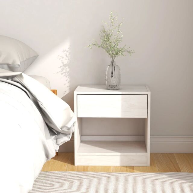 Berkfield Home Bedside Cabinet White 40x31x40 cm Solid Pinewood - Size: 40 x 31 x 40 cm - image 1