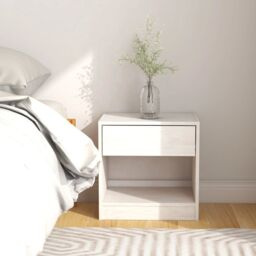 Berkfield Home Bedside Cabinet White 40x31x40 cm Solid Pinewood - Size: 40 x 31 x 40 cm - thumbnail 1