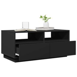 Berkfield Home Coffee Table with LED Lights Black 90x49x40 cm - Size: 90 x 49 x 40 cm - thumbnail 6