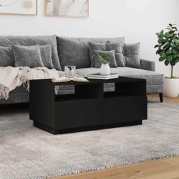 Berkfield Home Coffee Table with LED Lights Black 90x49x40 cm - Size: 90 x 49 x 40 cm - thumbnail 4