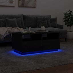 Berkfield Home Coffee Table with LED Lights Black 90x49x40 cm - Size: 90 x 49 x 40 cm - thumbnail 5
