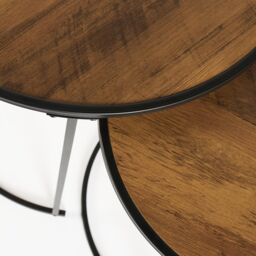 OHS Manhattan Round Nesting Side Coffee Table with Metal Frame in Walnut - thumbnail 3