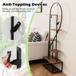 Gymax 2 Pack 6-Tier Metal Plant Stand Heart-Shape Ladder Plant Shelves in Brown - thumbnail 7