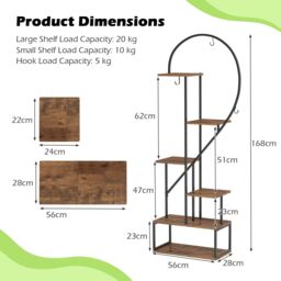 Gymax 2 Pack 6-Tier Metal Plant Stand Heart-Shape Ladder Plant Shelves in Brown - thumbnail 2