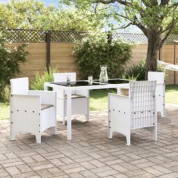 Berkfield Home Garden Chair Set of 4 White with taupe cushions - thumbnail 3
