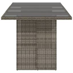Berkfield Home Garden Table with Glass Top Grey 190x80x75 cm Poly Rattan - Size: 190 x 80 x 75 cm - thumbnail 5