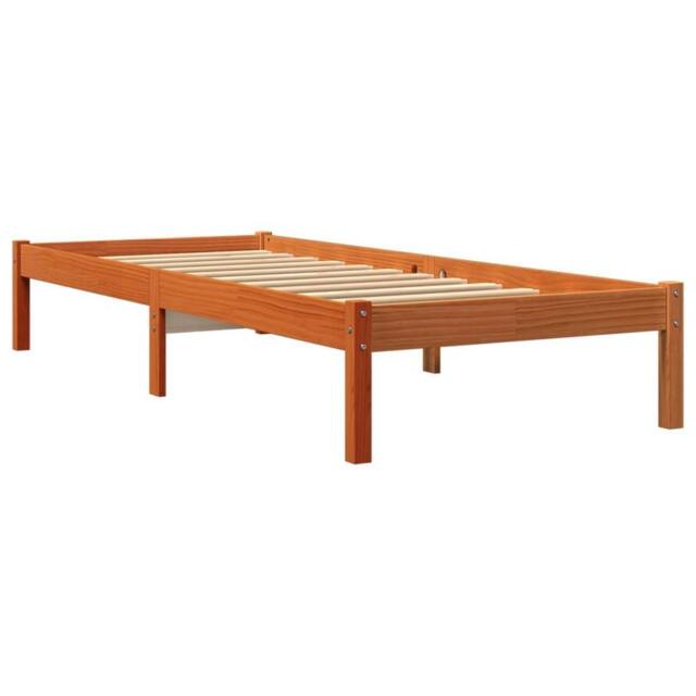 Berkfield Home Beautiful Bed Frame without Mattress Wax Brown 100x200 cm Solid W - image 1