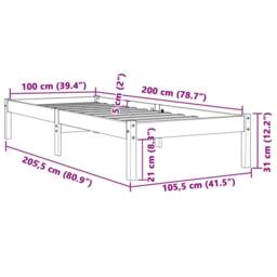 Berkfield Home Beautiful Bed Frame without Mattress Wax Brown 100x200 cm Solid W - thumbnail 8