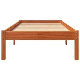 Berkfield Home Beautiful Bed Frame without Mattress Wax Brown 100x200 cm Solid W - thumbnail 4
