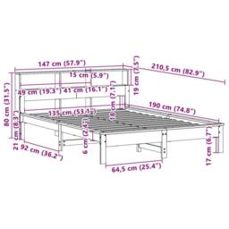 Berkfield Home Decorative Bed Frame without Mattress Wax Brown 135x190 cm Double - thumbnail 9