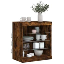 Berkfield Home Sideboard with LED Lights Smoked Oak 60.5x37x67 cm in Brown - thumbnail 4