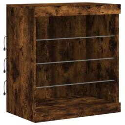 Berkfield Home Sideboard with LED Lights Smoked Oak 60.5x37x67 cm in Brown - thumbnail 5