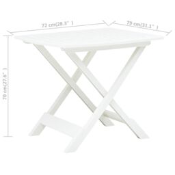 Berkfield Home Folding Garden Table White 79x72x70 cm Plastic - Size: 79 x 72 x 70 cm - thumbnail 6
